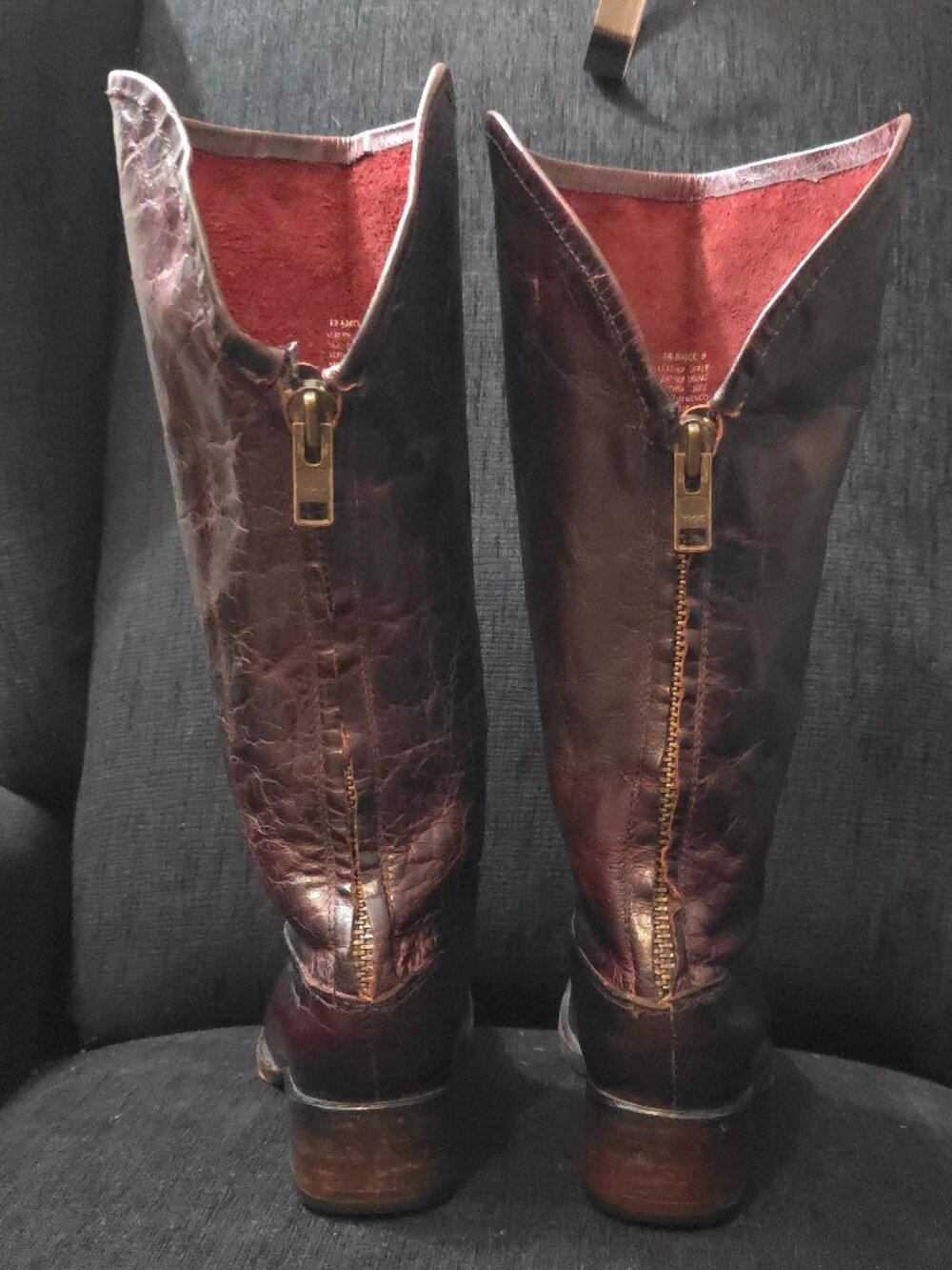 Freebird by Steven FB-Breck Cherry Leather Zipper Boots - Woman's Size 9 - Picture 6 of 12